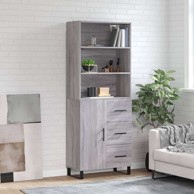Visoka komoda siva sonome 69 5x34x180 cm od konstruiranog drva , 1 vrata 3 ladice