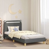 Krevet za djecu s uzglavljem 90x190 cm, tkanina, tamno sivi