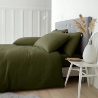 CATHERINE LANSFIELD Flanelska posteljina Brushed za krevet za jednu osobu 135x200 cm Kaki zelena