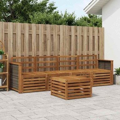 Set vanjskih sofa, 5 kom, 59 x 59 x 37 cm, čvrsto drvo akacije, prirodna