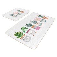 MILA HOME Bijele od samta kupaonske prostirke u setu 2 kom 60x100 cm Succulent