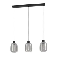 EGLO Visilica Molochio-z 3xLED 3,7W RGB, sivo staklo, crna