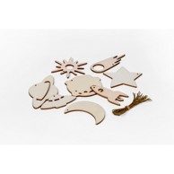 SPIRA Set od 8 drvenih božićnih ukrasa, Medium  