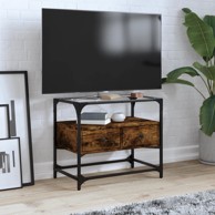 TV ormarić sa staklenom površinom boja hrasta 60x35x51cm drveni