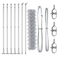 Ograda od lančane poveznice s 7 flanged postova 0.8x10 m, pocinčani čelik siva  