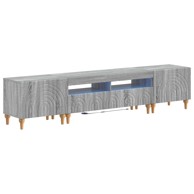 TV kabinet s LED rasvjetom 3-dijelni od konstruiranog drva, siva sonoma