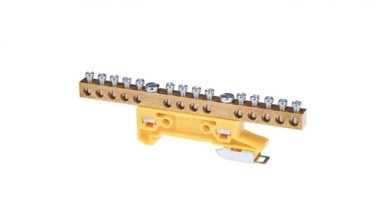 Zaštitni priključak 14x6 mm² mesingani nosač za TS35 šinu ZO-2107 A14-2131, žuti