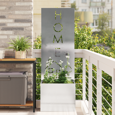 Vrtna sadilica s dekorativnom pločom, 50 x 140 cm, srebrna