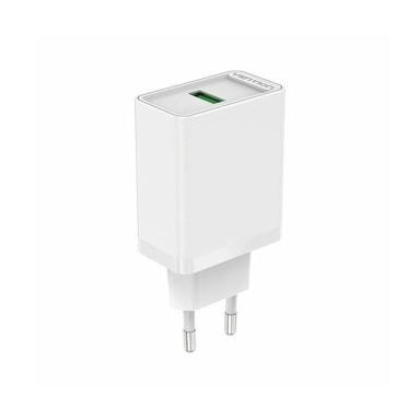 VENTION Zidni punjač 1x USB, 18W, EU utikač, bijeli