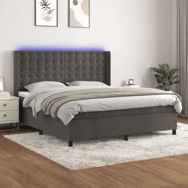 Box Spring krevet s madracem, tamnosivi, 160x200 cm, baršun