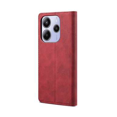 LENUO Preklopna maskica kožna za Redmi Note 14 5G crvena