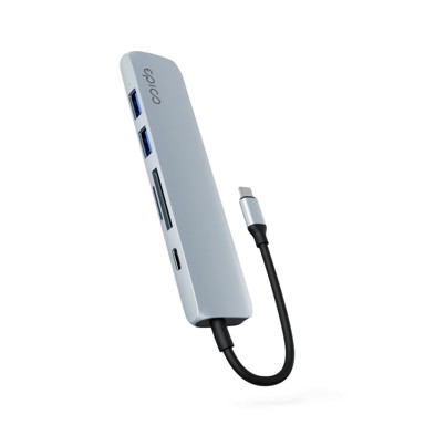 EPICO Priključna stanica 6-u-1, HDMI 8K, USB-C, 100 W, svijetloplava