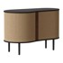 UMAGE Smeđa/svjetlo smeđa niska komoda u dekoru hrasta s kliznim vratima, 100x67 cm Audacious