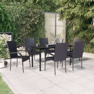 Vrtna garnitura, 7-dijelni set, dužina stola 140 cm, crna