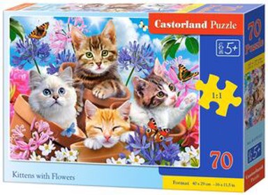 CASTORLAND Puzzle Mačići s cvijećem, 70 kom