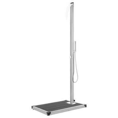 Vrtni tuš sa sivom bazom, 225 cm 80 x 62 x 5 cm, nehrđajući čelik, siva
