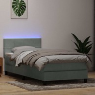 Box Spring krevet s madracem svijetlo sivi 90x220 cm baršun