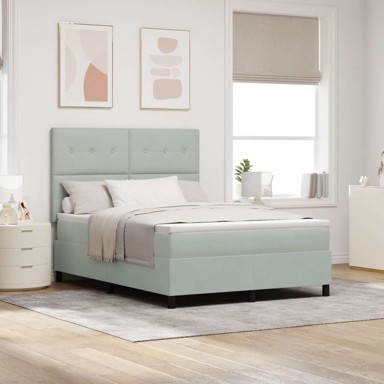 Box Spring krevet s madracem, svjetlosivi, 140x190 cm, baršun