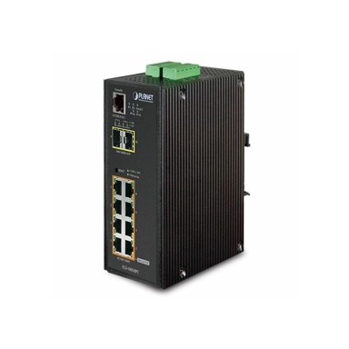 PLANET Switch PLT-IGS-10020PT, industrijski, 10-portni, 8x 1GbE RJ45 15W PoE (130W), 2x 100/1000 SFP, L2 Managed, -40 do 75°C