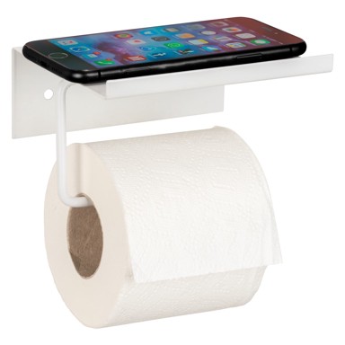 WENKO Bijeli metalni samoljepljiv/s policom držač toaletnog papira Desulo