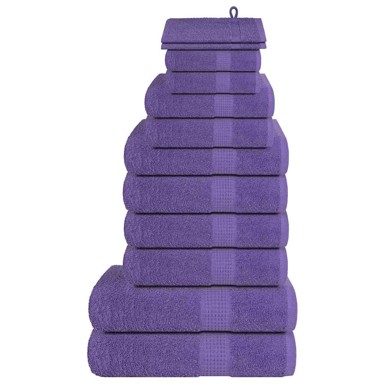 Set ručnika, 12 komada, ljubičasti, 360 gsm, 100% pamuk 