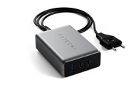SATECHI Punjač, zidni, GaN, 100W, 2×USB-C PD + USB-A, sivi