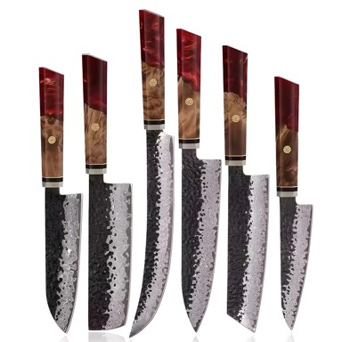 Set damaščanskih kuhinjskih noževa AI-37356, crveni