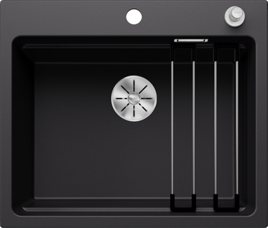BLANCO Sudoper ETAGON 6 InFino  SILGRANIT inox nosači, s dalj. upr. - crni