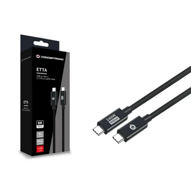 CONCEPTRONIC USB4 Gen3 USB-C kabel ETTA04B12, PD 3.1, 240 W, 1,2 m