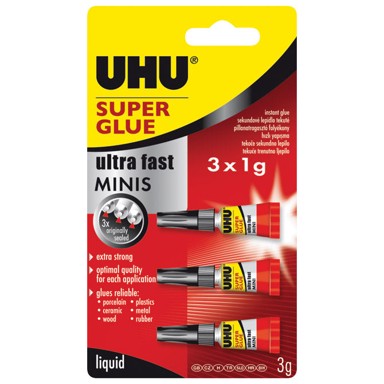 UHU Trenutačno ljepilo Super Glue Minis, 1 g, 3 kom.