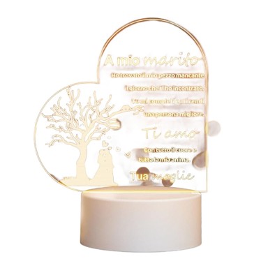 NIKCORP LED noćna lampa, 3D iluzija s natpisom, USB napajanje, toplo bijelo svjetlo, akril, dimenzije 14 × 13 cm