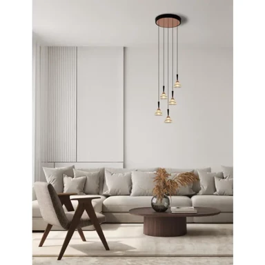 NOVA LUCE Visilica Paluz NL9186965, LED, 3000 K, 30 W, 1558 lm, crna i rose gold