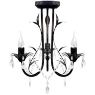 Luster s kristalnim perlama Art Noveau metalni crni 3X E14 svjetiljke