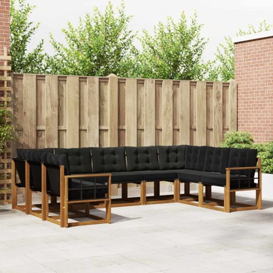 Set vanjskih sofa 9 kom, akacija, prirodna/crna