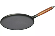 STAUB Tava, lijevano željezo, drvena ručka, Ø 28 cm, crna