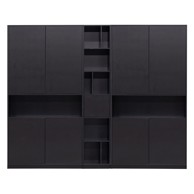 WOOOD Crna modularna biblioteka od masivnog bora 260x210 cm Finca 