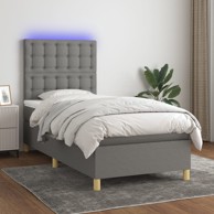Krevet box spring s madracem LED tamnosivi 80 x 200 cm tkanina