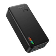 JOYROOM, Power bank Dazzling Series JR-QP196, 2xUSB, Type-C, Micro-USB, LED za provjeru baterije 22,5W, 30000mAh, crna