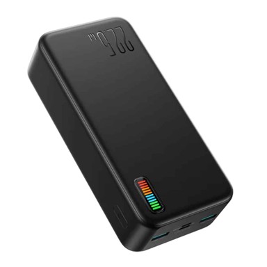 JOYROOM, Power bank Dazzling Series JR-QP196, 2xUSB, Type-C, Micro-USB, LED za provjeru baterije 22,5W, 30000mAh, crna