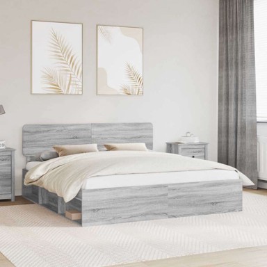 Okvir za krevet s uzglavljem 180 x 200 cm, siva sonoma