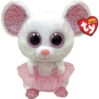 TY Plišana igračka Beanie Boos miš balerina Nina, 24 cm, bijeli