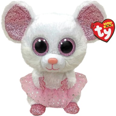 TY Plišana igračka Beanie Boos miš balerina Nina, 24 cm, bijeli