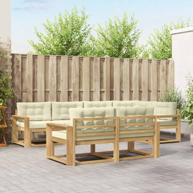 Set vanjskih sofa s jastukom, 6 pcs, bijela i krem, poliester