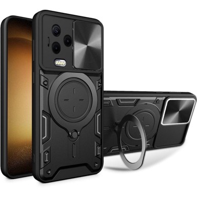 Oklopna futrola za Infinix Note 12 2023, sa stalkom i pločicom za ručku, crna