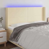 LED uzglavlje 183 x 16 x 118/128 cm od umjetne kože, krem