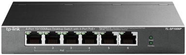 TP-LINK Switch TLSF1006P, 6-Port, Fast Ethernet, PoE+