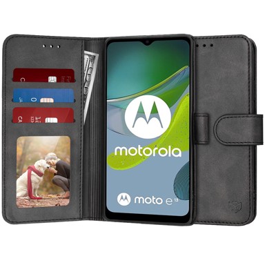 TECHSUIT Preklopna maska Diary Book za Motorola Moto E13, crna