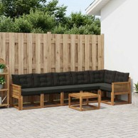 Set vanjskih sofa s jastukom, 7 kom, prirodna i crna