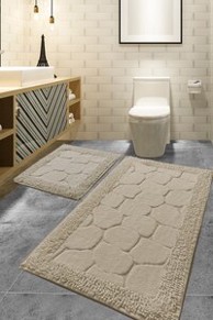 Kupaonski set tepiha, 50x60 cm i 60x100 cm, bež