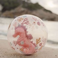 LITTLE DUTCH Lopta na napuhavanje 3D Ocean Dreams Pink 35 cm, prozirna, PVC